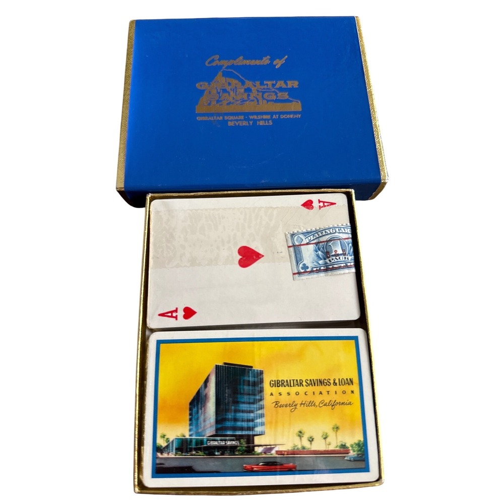 Beverly Hills CA Vintage Playing Cards 2 Deck Set NIP Gibraltar Savings & Loan